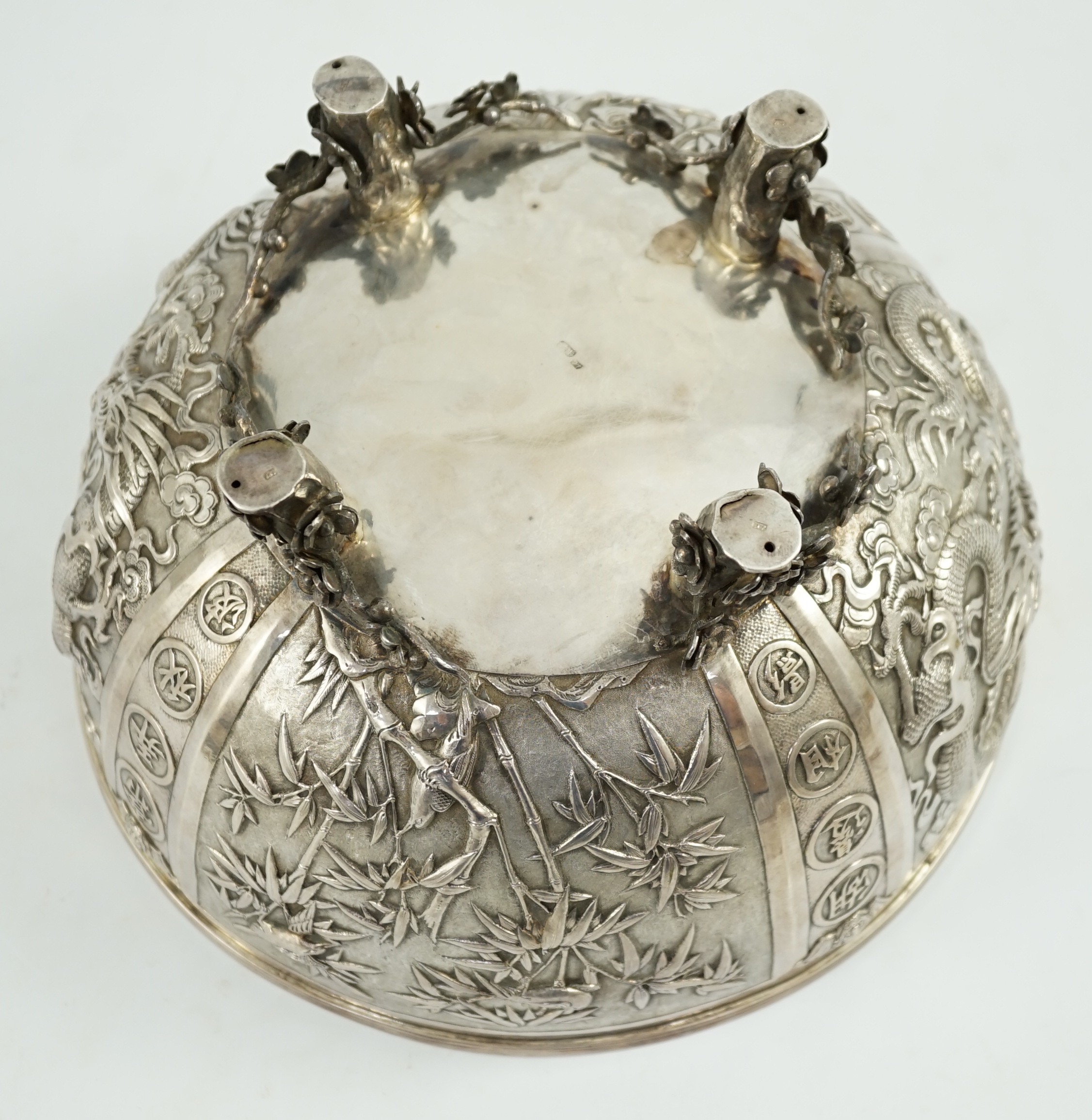 A late 19th/early 20th century Chinese Export silver rose bowl